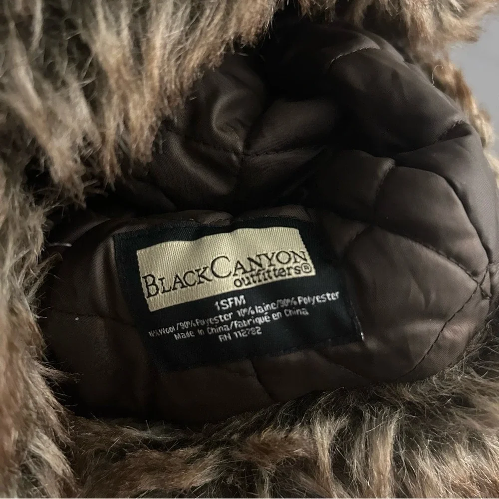 Black Canyon Outfitters Hat Womens OSFA Pink Plaid Mall Cyber Goth Emo Faux Fur